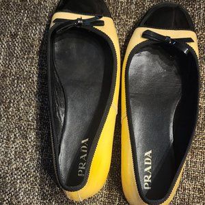 Prada ballerina flats size 36 1/2 (6.5 US) yellow/black, gently loved